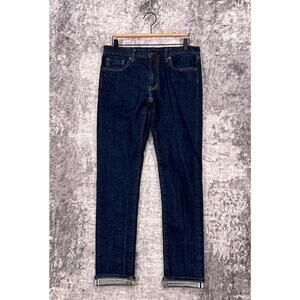 Uniqlo Jeans 32 x 32 Mens Slim Leg Selvedge Dark Wash Denim